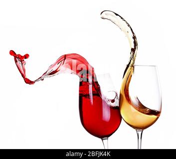 Wine splashes isolated on white Stock Photo