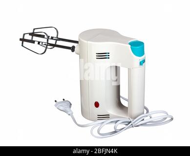 Electric hand mixer is a kitchen appliance intended for mixing isolated on white background Stock Photo