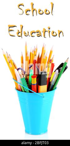 Holder for office supplies isolated on white Stock Photo