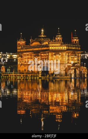 Golden Temple shining at night in Amritsar, Punjab Stock Photo - Alamy