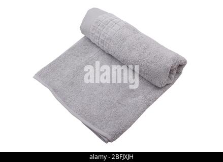 Towel, Bath Towel On Background. The Colour Towel Isolated On White. Stock Photo