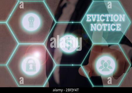 Handwriting text writing Eviction Notice. Conceptual photo an advance notice that someone must leave a property Stock Photo