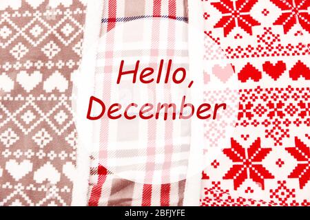 Hello December, greeting card Stock Photo