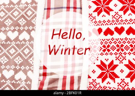 Hello Winter, greeting card Stock Photo