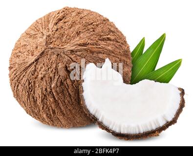 coconut isolated on white, coconut clipping path all focus Stock Photo