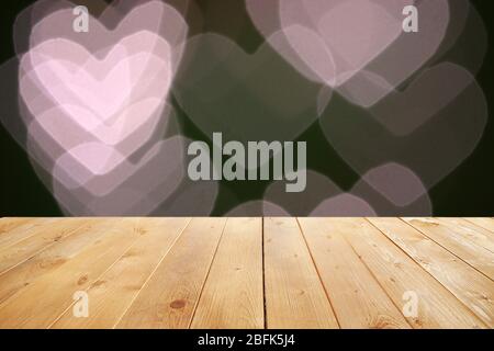 Wooden table  with abstract  blur background Stock Photo