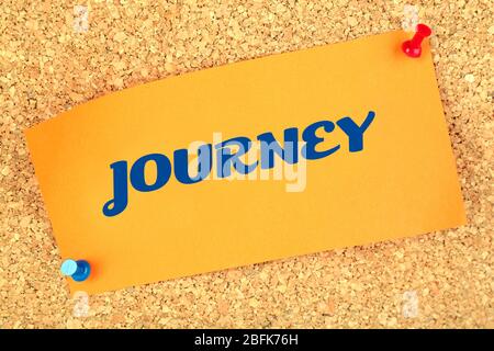 Journey concept. Paper sheet with inscription Stock Photo