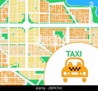 Taxi vector icon on map Stock Photo