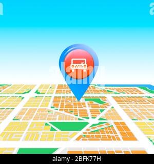 Taxi vector icon on map Stock Photo
