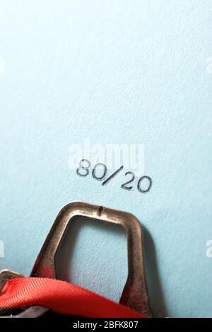 80 20 text written on a paper. Stock Photo