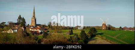 Thaxted Essex England. Thaxted Church and John Webb's Windmill. April 2020 Stock Photo