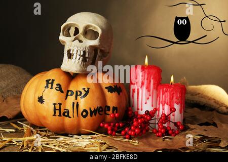 Halloween composition with vector images Stock Photo