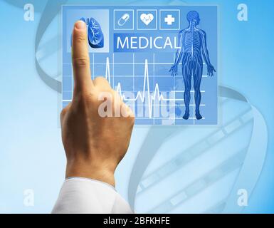 Medicine doctor working with modern computer interface.Modern medical technologies concept Stock Photo