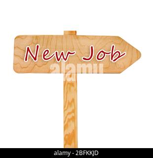 Dream job concept. Wooden sign arrow isolated on white Stock Photo