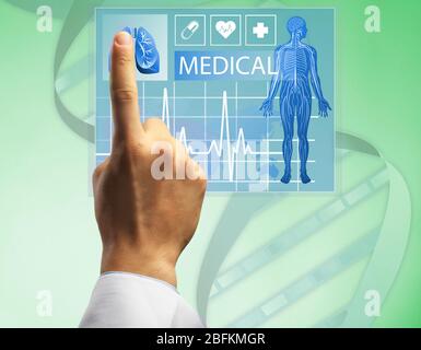 Medicine doctor working with modern computer interface.Modern medical technologies concept Stock Photo