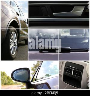 Modern car details in collage Stock Photo