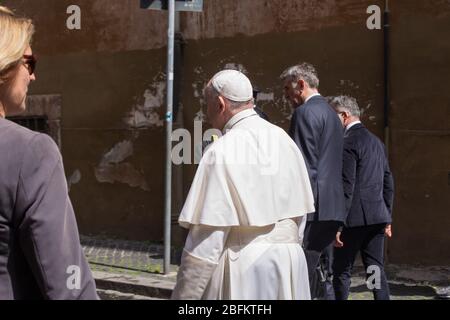 Roma, Italy. 19th Apr, 2020. Pope Francis go to the church of S. Spirito in Sassia in Rome to celebrate Mass for the feast of Divine Mercy (Photo by Matteo Nardone/Pacific Press) Credit: Pacific Press Agency/Alamy Live News Stock Photo