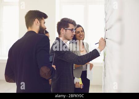 Young business people give new ideas for a new startup project at a meeting in the office. Stock Photo