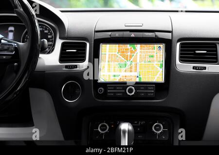Navigation system in car Stock Photo