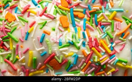 The Multicolored background from glaze for cake on Easter. Sweet dessert at festive day Stock Photo