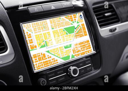 Navigation system in car Stock Photo