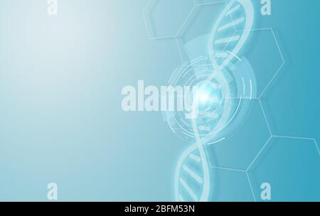 Background with DNA symbol. Genetic Engineering and Biotechnology Stock Photo