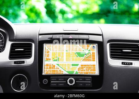 Navigation system in car Stock Photo