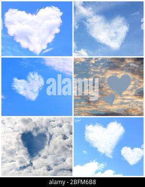 Collage of clouds in heart shaped Stock Photo