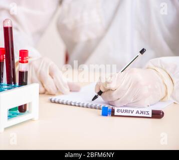 Zika virus blood analysis collection tube with virology lab request ...