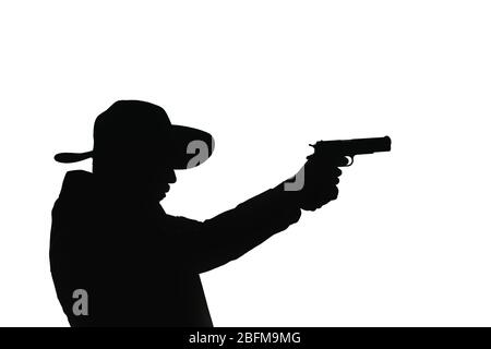 Portrait of man posing with two guns in an indoor shooting range, Stock  Photo, Picture And Royalty Free Image. Pic. WES-KKAF02597 | agefotostock