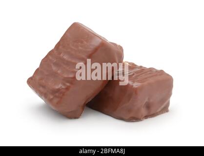 Two chocolate bars isolated on white background. Stock Photo