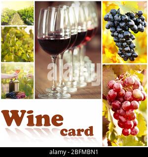 Collage with beautiful wine images, outdoors. Stock Photo