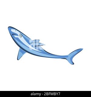 Vector illustration toothy swimming angry shark animal sea fish character underwater cute marine wildlife mascot. Stock Vector