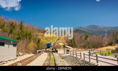 Cog Railway to top of Mt Washington, NH. Stock Photo