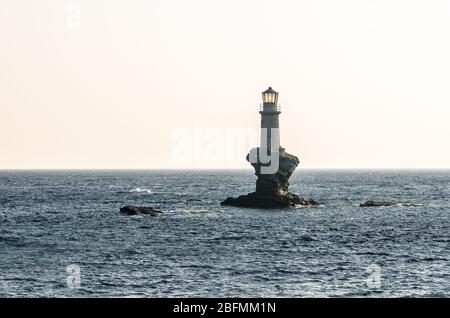 Tourlitis lighthouse, Andros, Cyclades, Greece Stock Photo