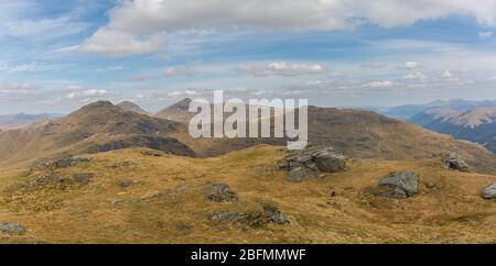 View from Beinn a Chroin Back ground peaks Ben More and Stob Binnein Stock Photo