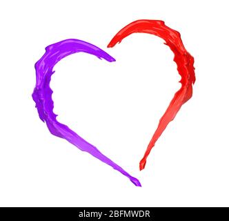 Colorful heart made of paint splash isolated on white Stock Photo