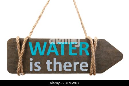 Save water concept. Wooden signboard with text isolated on white Stock Photo