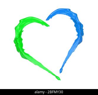 Colorful heart made of paint splash isolated on white Stock Photo