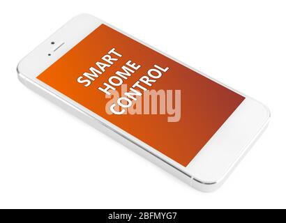 Smart home app installing on phone. Smart home control concept. Stock Photo