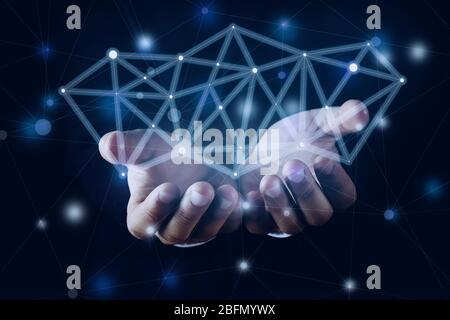 Wireless connection,  futuristic technology concept Stock Photo