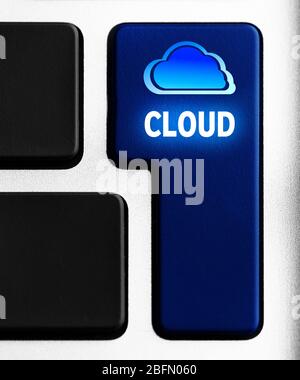 Cloud on computer keyboard. Cloud storage concept Stock Photo