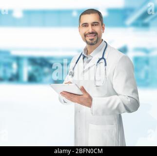 Medicine doctor working with modern digital tablet pc. Medicine technology concept Stock Photo