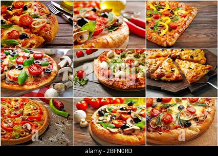 Set of different pizza Stock Photo