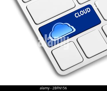 Cloud on computer keyboard. Cloud storage concept Stock Photo