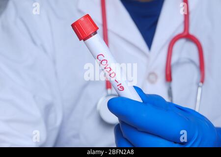 laboratory technician testing corona virus , COVID 19 test. Stock Photo