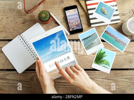 Vacation and traveling concept with modern technology Stock Photo