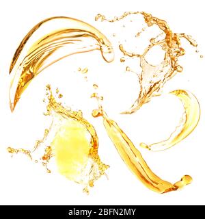 Set of beer or wine splashes, isolated on white Stock Photo