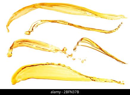 Set of beer or wine splashes, isolated on white Stock Photo