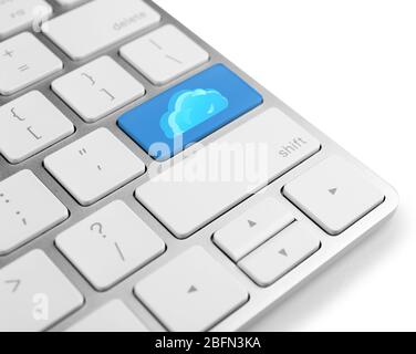 Cloud on computer keyboard. Cloud storage concept Stock Photo